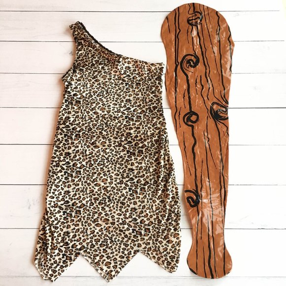 Dresses & Skirts - Women's Halloween Animal Print Costume Cavewoman With Inflatable Club - Size S